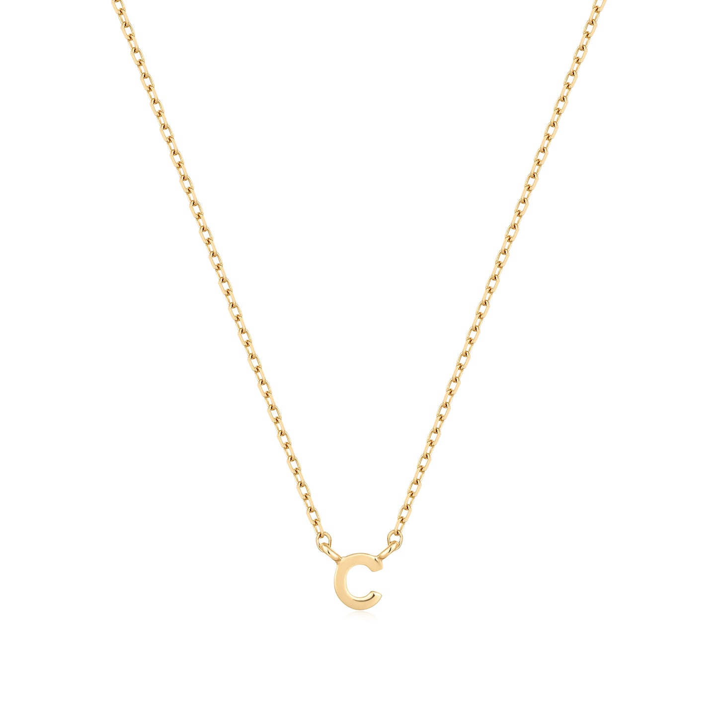 9K Solid Gold Initial Charm Necklace
