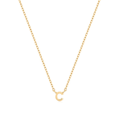 9K Solid Gold Initial Charm Necklace
