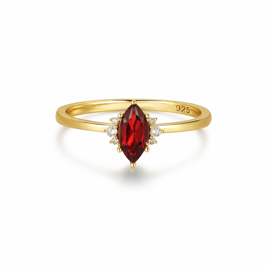 18K Gold Vermeil Garnet Birthstone Ring