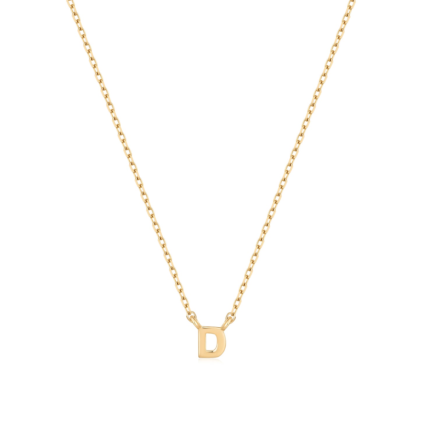 9K Solid Gold Initial Charm Necklace