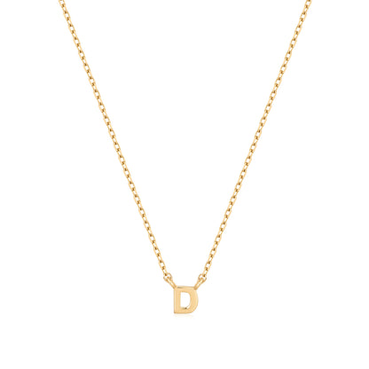 9K Solid Gold Initial Charm Necklace