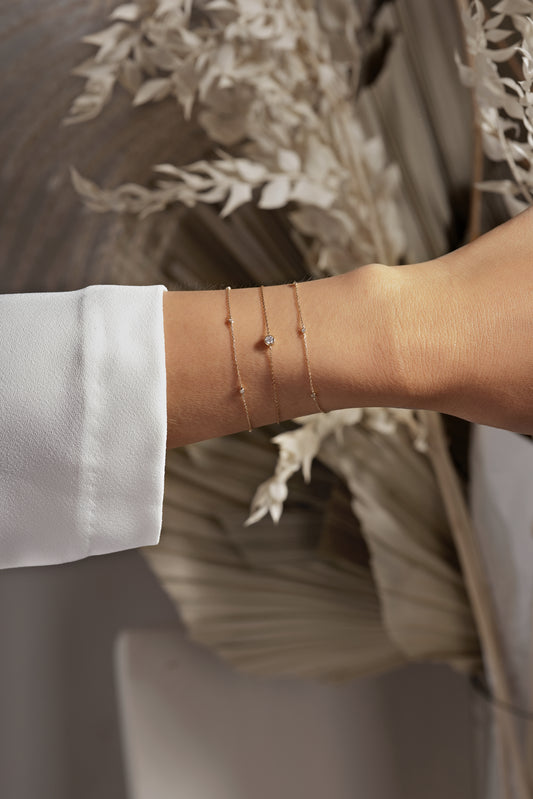 9K Solid Gold Bezel Set Lab-Diamond Bracelet