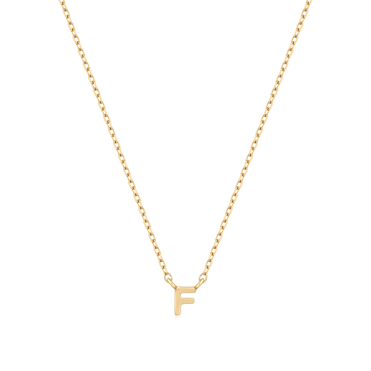 9K Solid Gold Initial Charm Necklace
