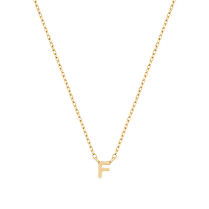 9K Solid Gold Initial Charm Necklace