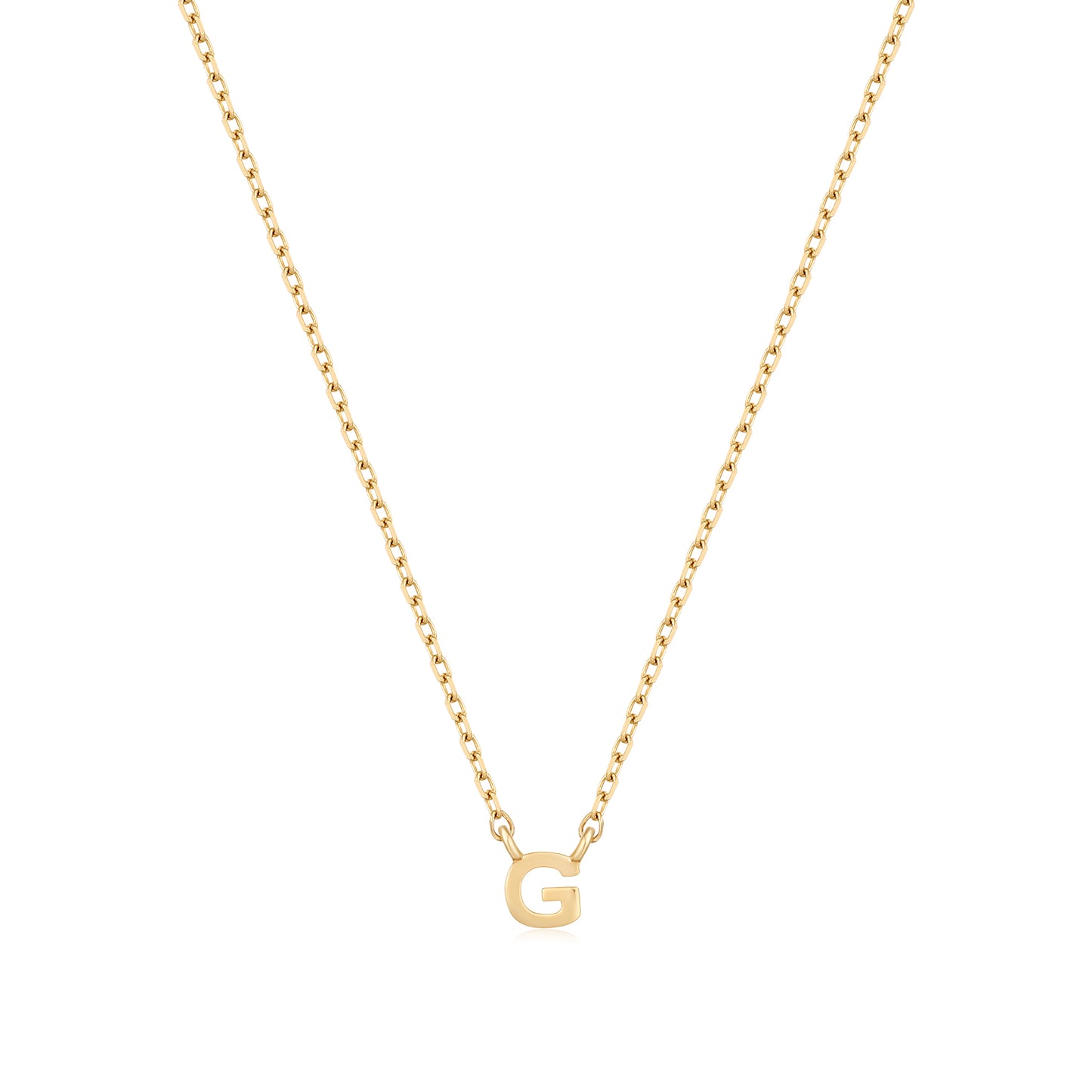 9K Solid Gold Initial Charm Necklace