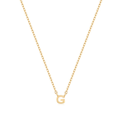 9K Solid Gold Initial Charm Necklace