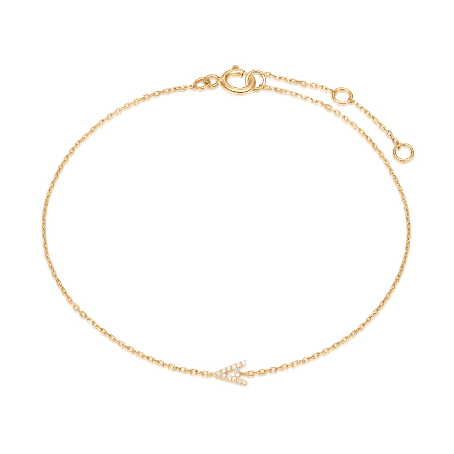 9K Solid Gold Initial Charm Bracelet
