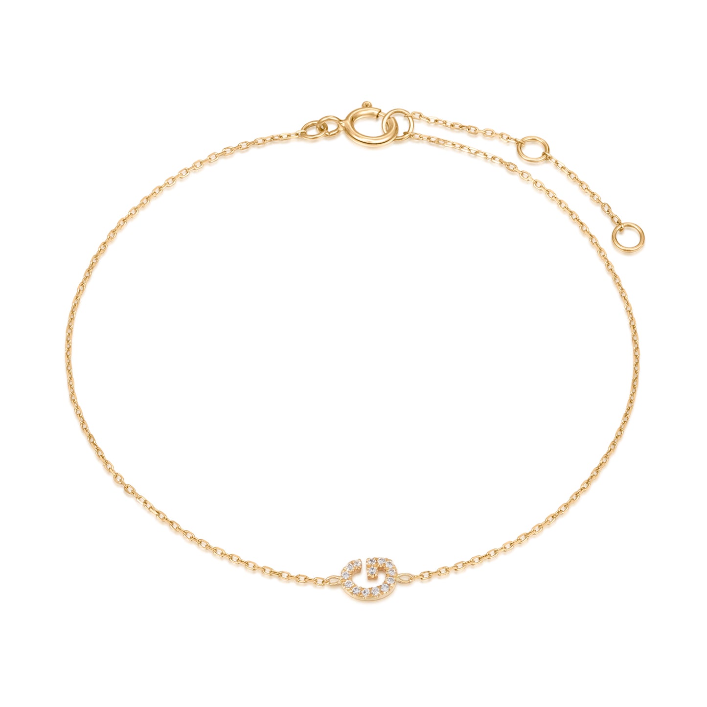 9K Solid Gold Initial Charm Bracelet