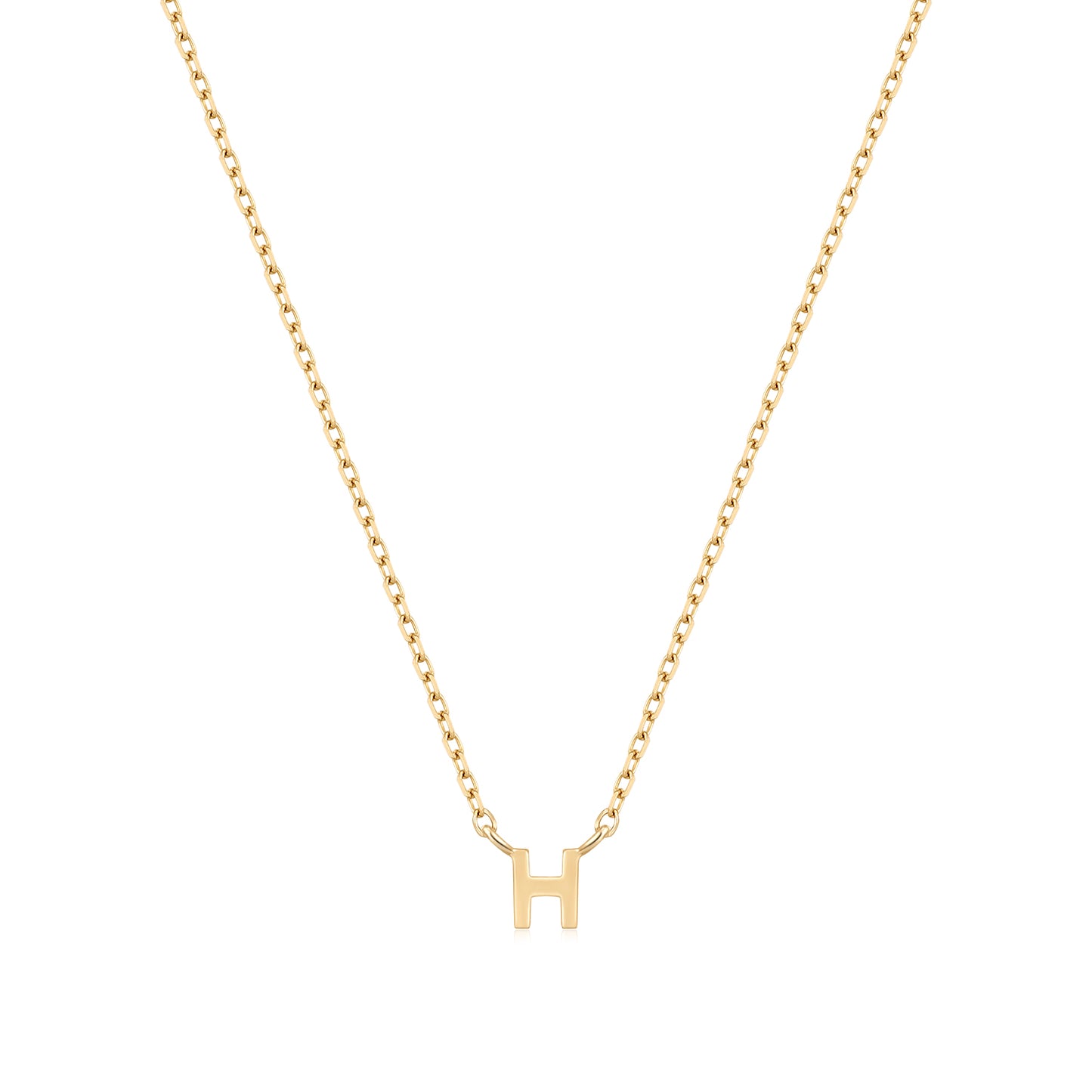 9K Solid Gold Initial Charm Necklace