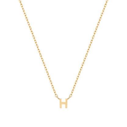 9K Solid Gold Initial Charm Necklace