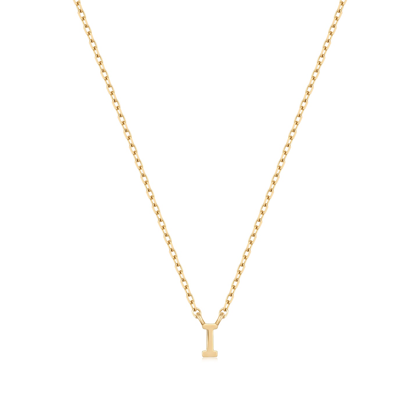9K Solid Gold Initial Charm Necklace