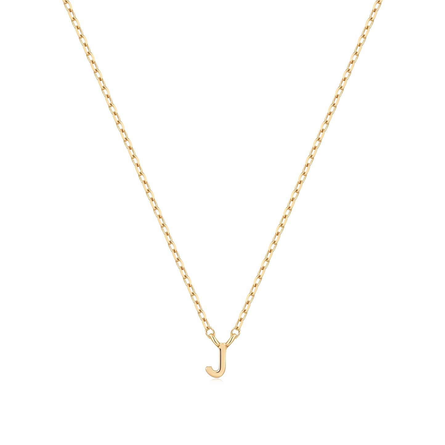 9K Solid Gold Initial Charm Necklace