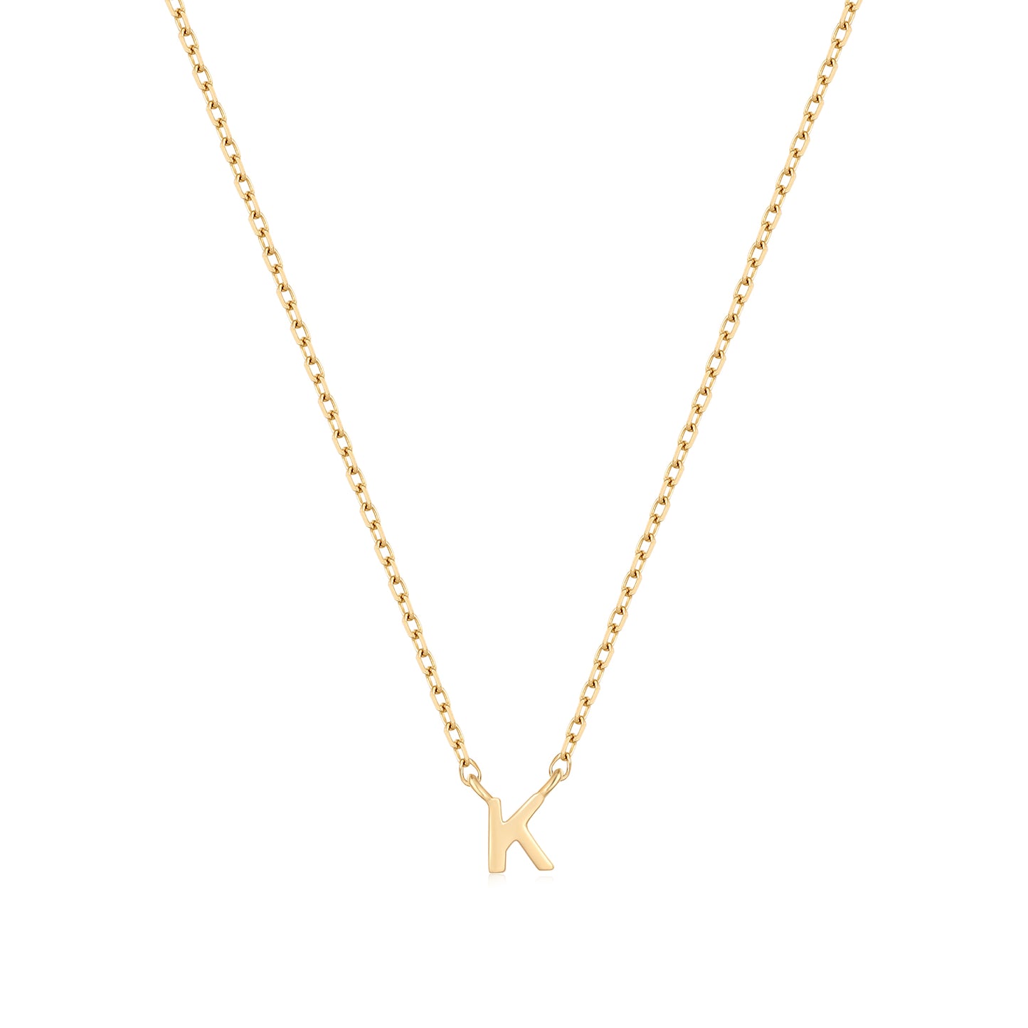 9K Solid Gold Initial Charm Necklace