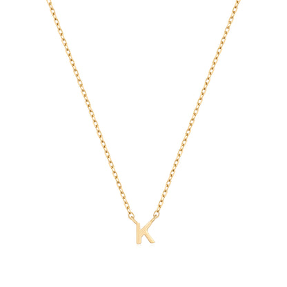 9K Solid Gold Initial Charm Necklace