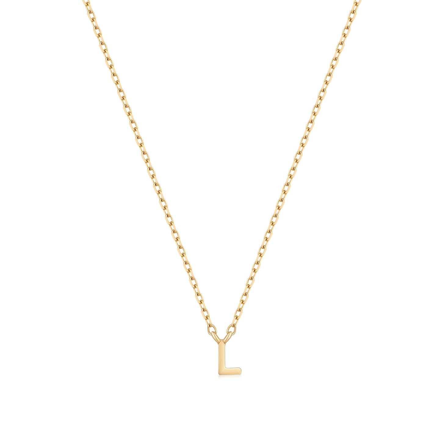 9K Solid Gold Initial Charm Necklace