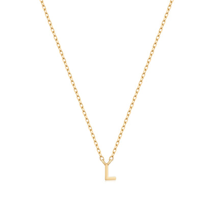9K Solid Gold Initial Charm Necklace