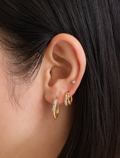 14k Gold Vermeil Linquid Sparkle Huggie Earrings