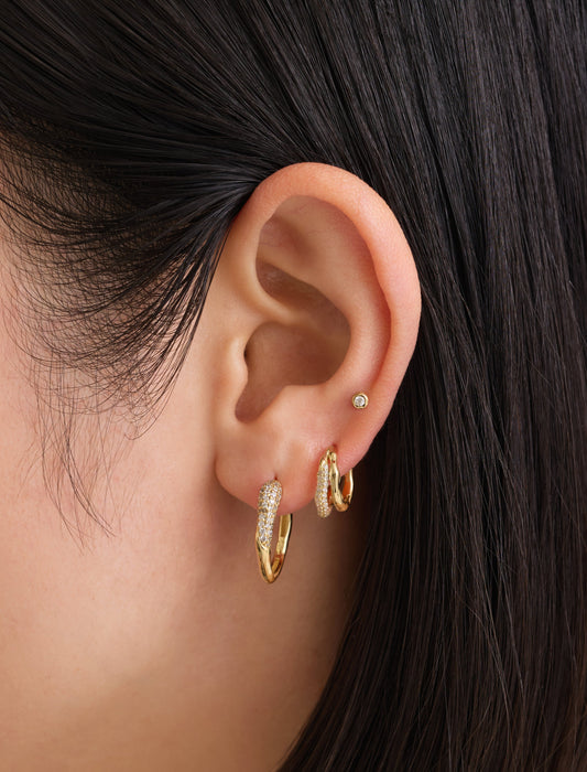 14k Gold Vermeil Linquid Sparkle Huggie Earrings