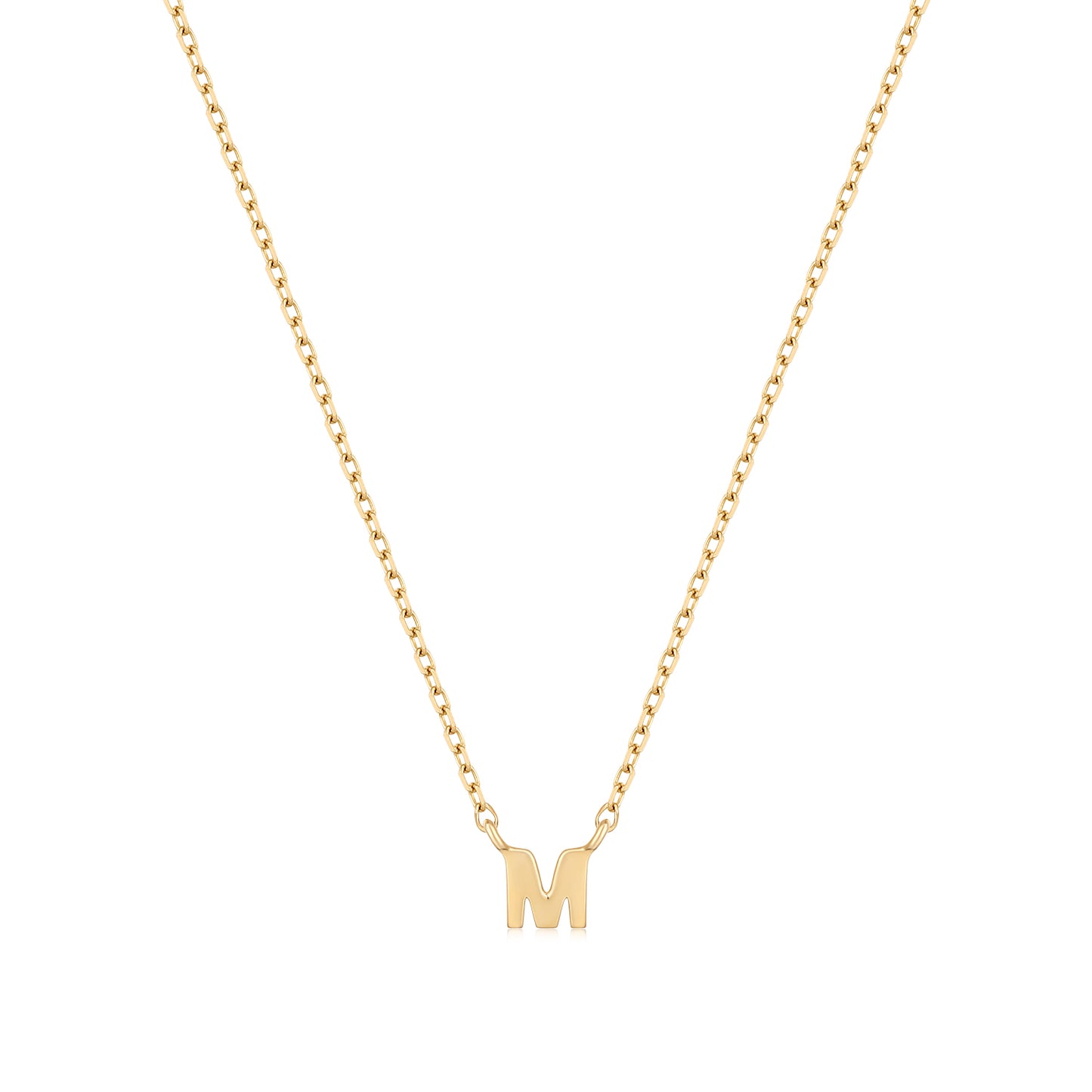 9K Solid Gold Initial Charm Necklace