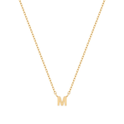 9K Solid Gold Initial Charm Necklace