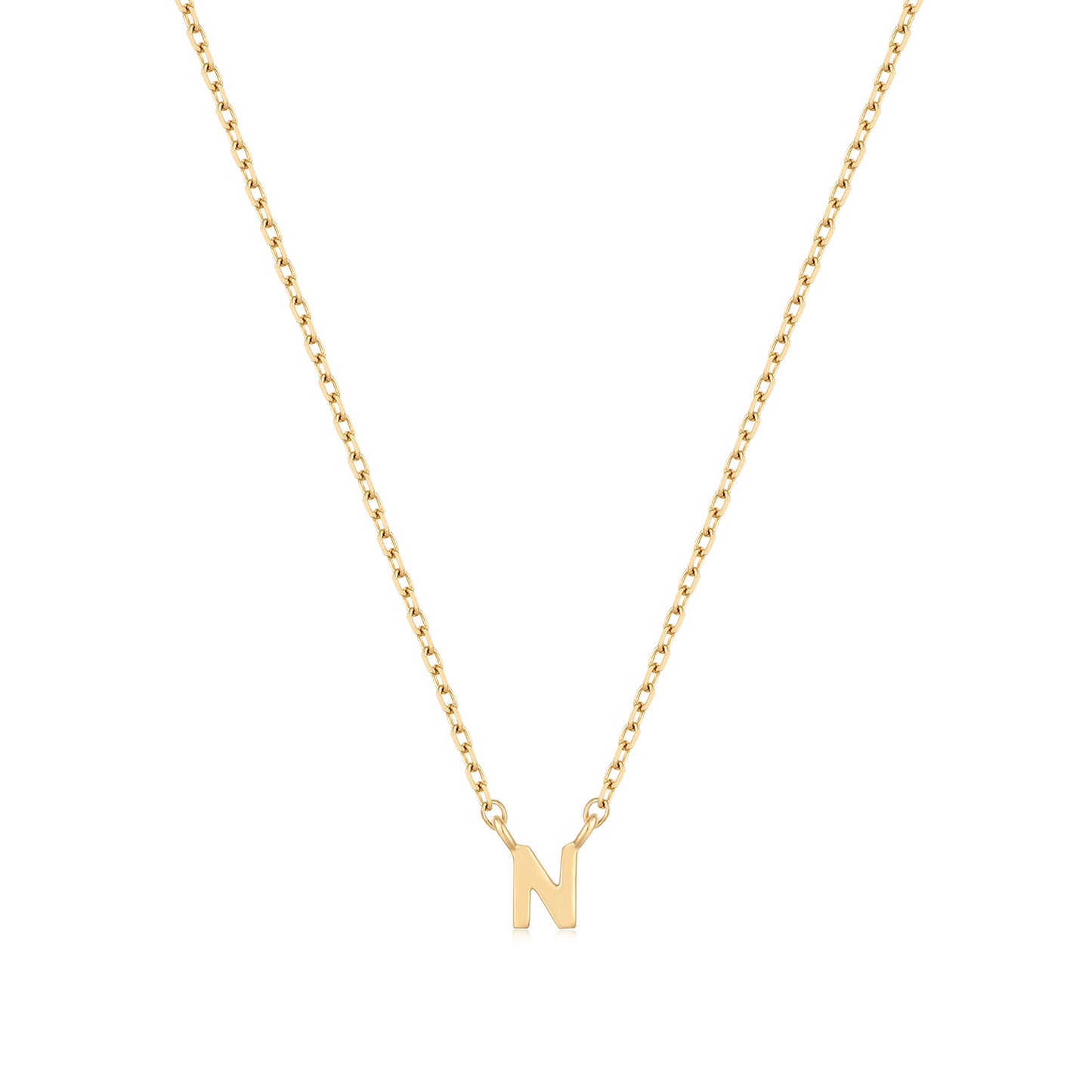 9K Solid Gold Initial Charm Necklace