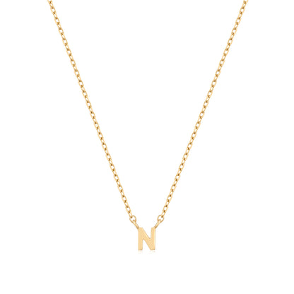 9K Solid Gold Initial Charm Necklace