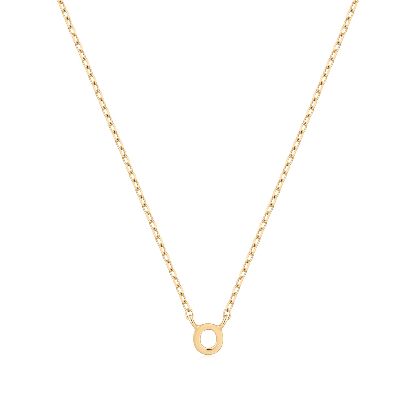 9K Solid Gold Initial Charm Necklace