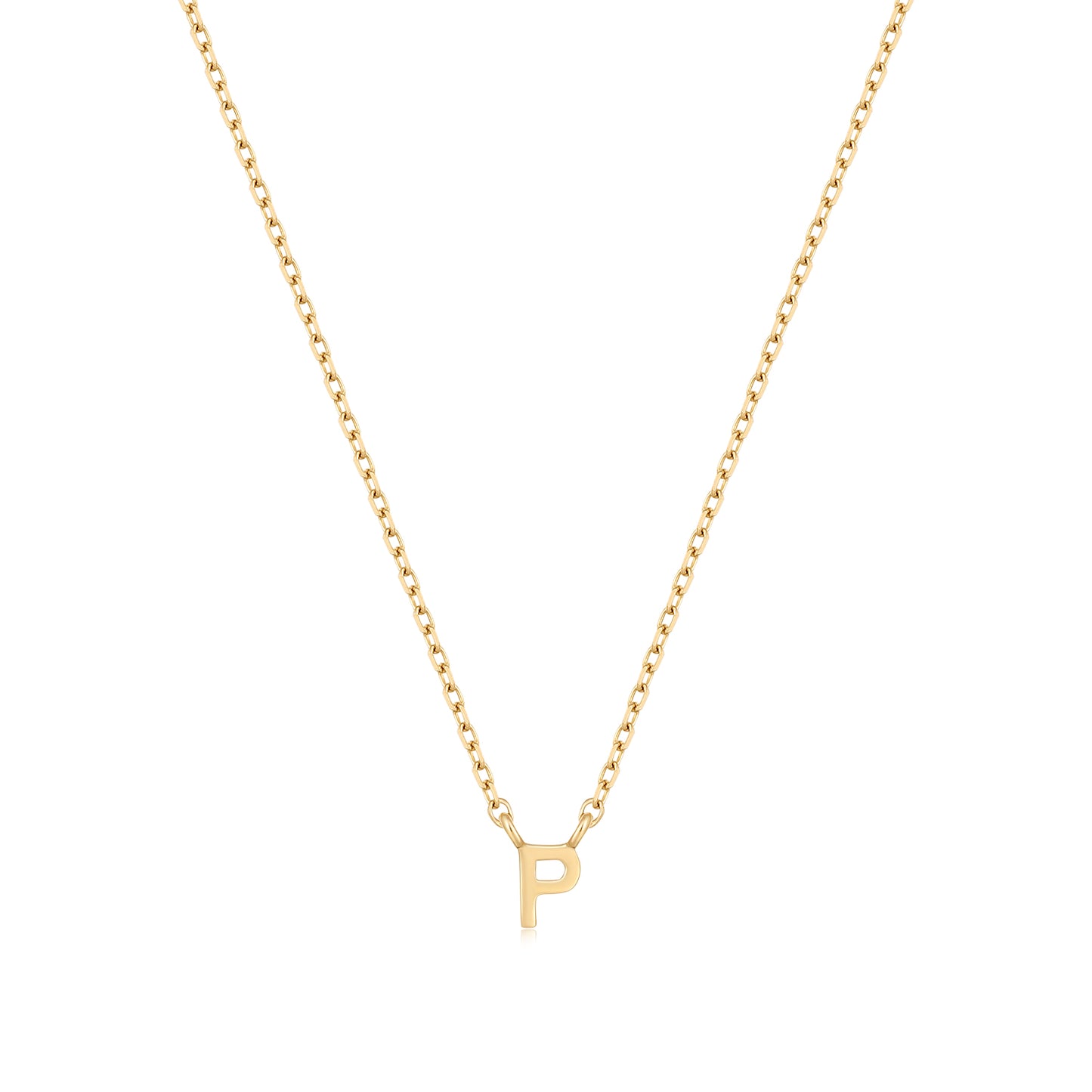 9K Solid Gold Initial Charm Necklace