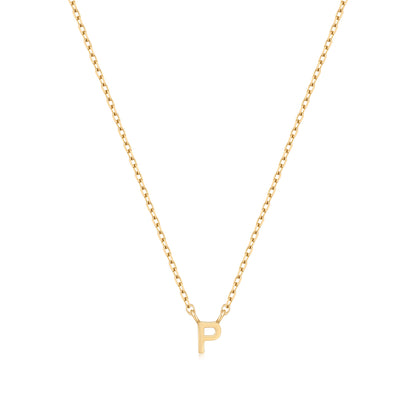 9K Solid Gold Initial Charm Necklace
