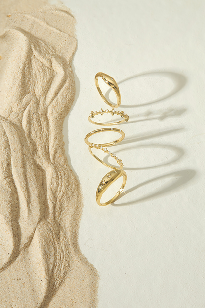 Sterling Silver 14K Gold Plating Galaxy Ring