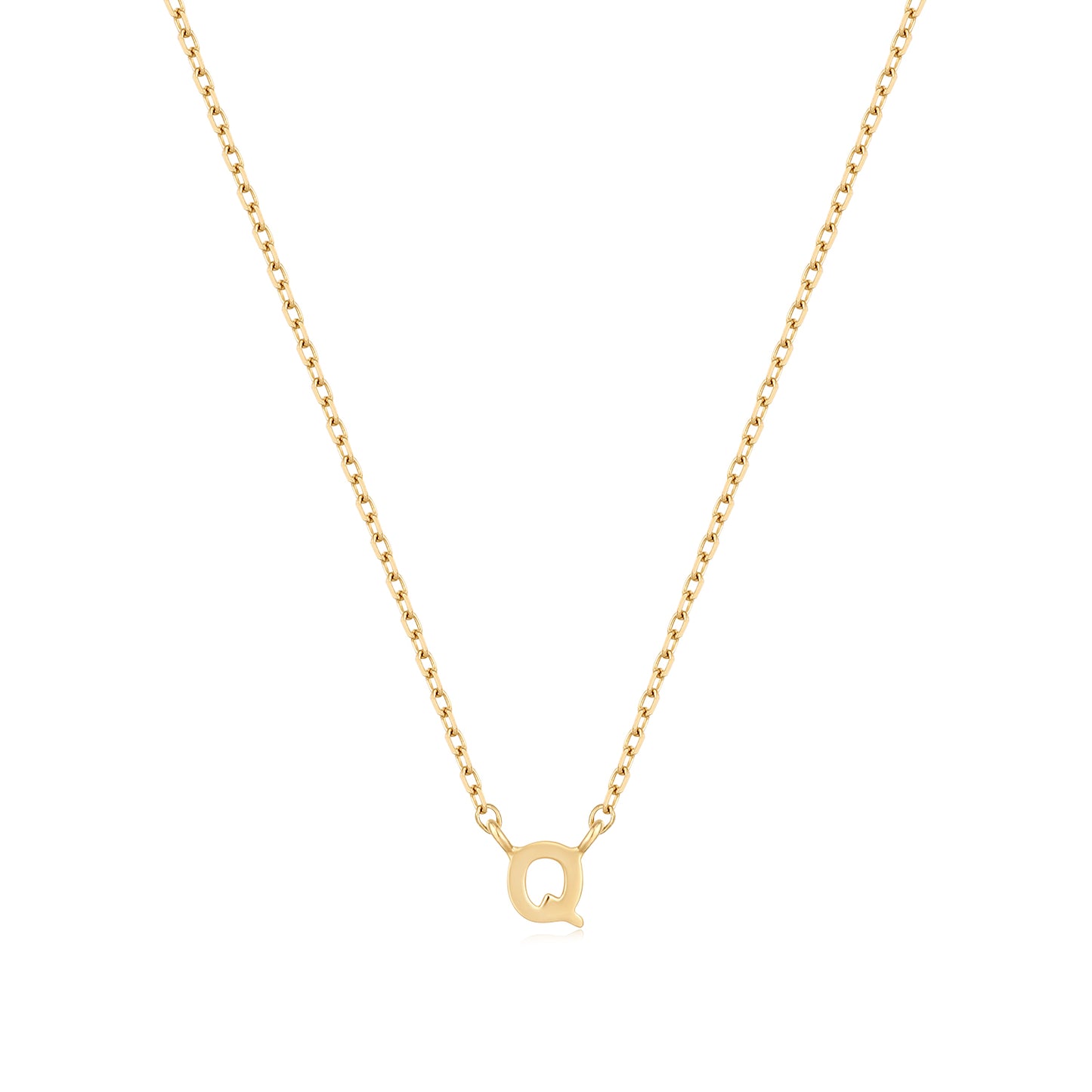 9K Solid Gold Initial Charm Necklace