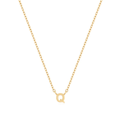 9K Solid Gold Initial Charm Necklace