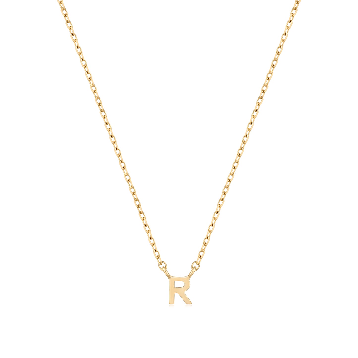 9K Solid Gold Initial Charm Necklace