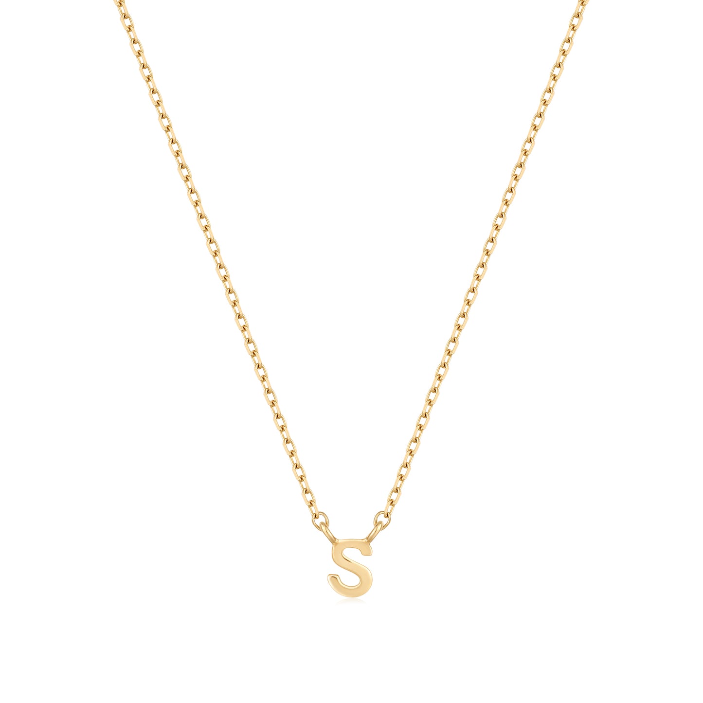 9K Solid Gold Initial Charm Necklace