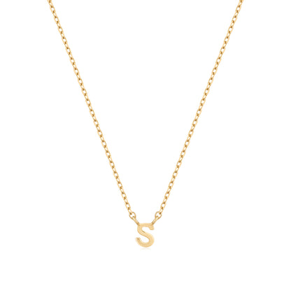 9K Solid Gold Initial Charm Necklace