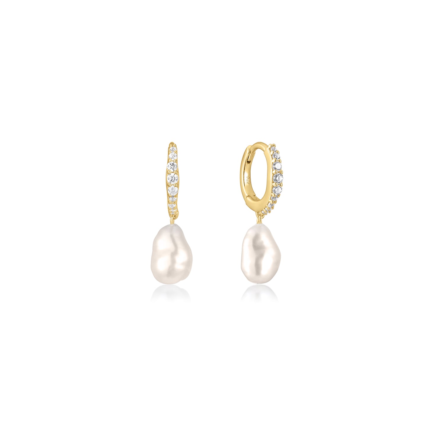 Sterling Silver 14K Gold Plated Ocean Whisper Pearl Earrings