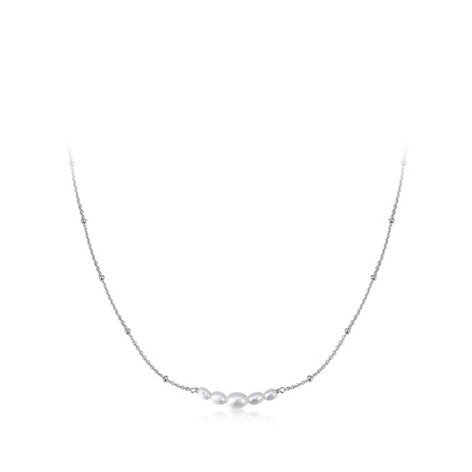 Sterling Silver Flow Pearl Necklace