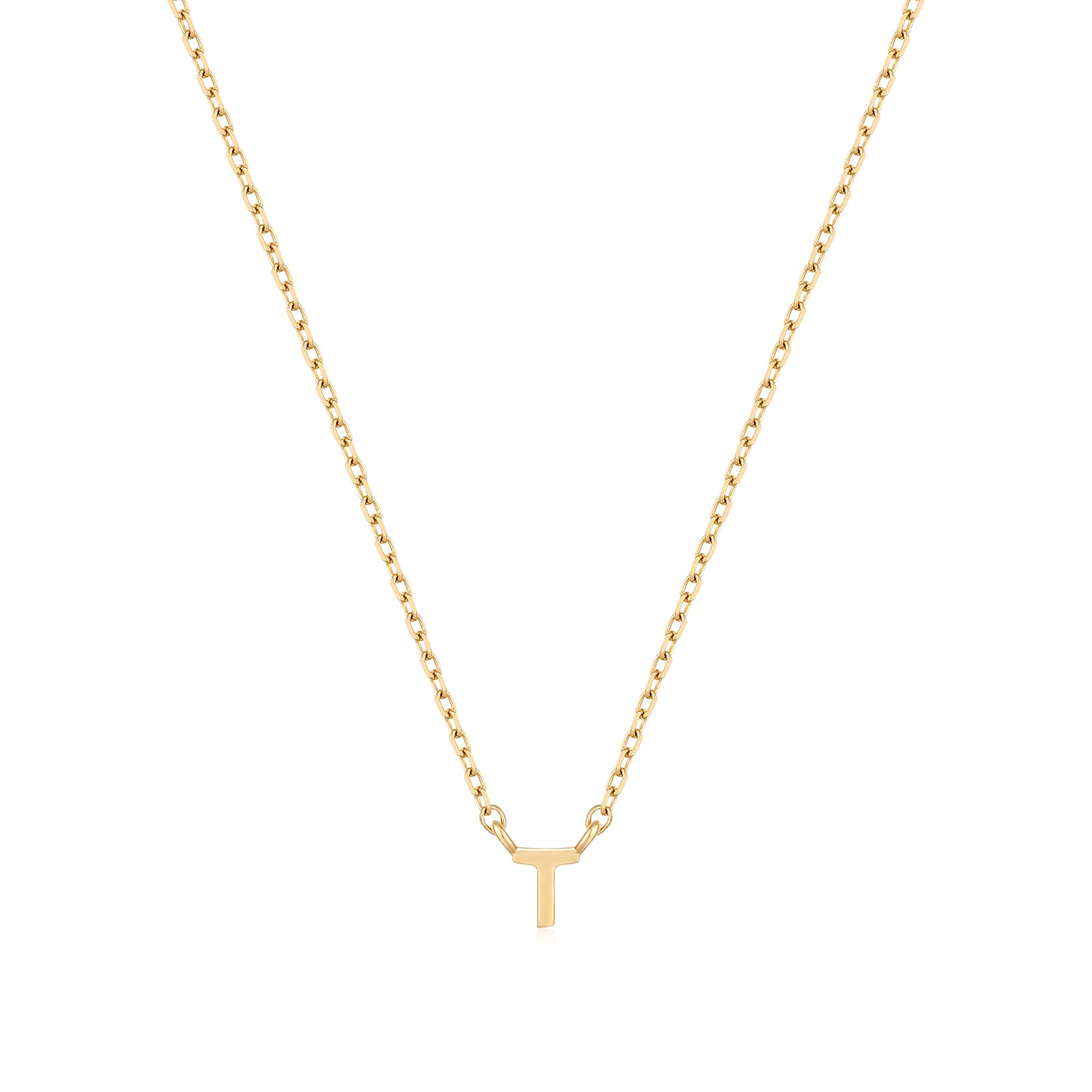 9K Solid Gold Initial Charm Necklace