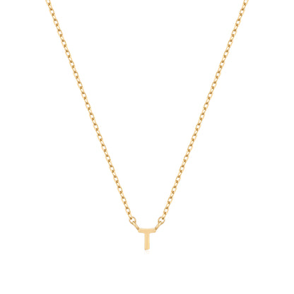 9K Solid Gold Initial Charm Necklace