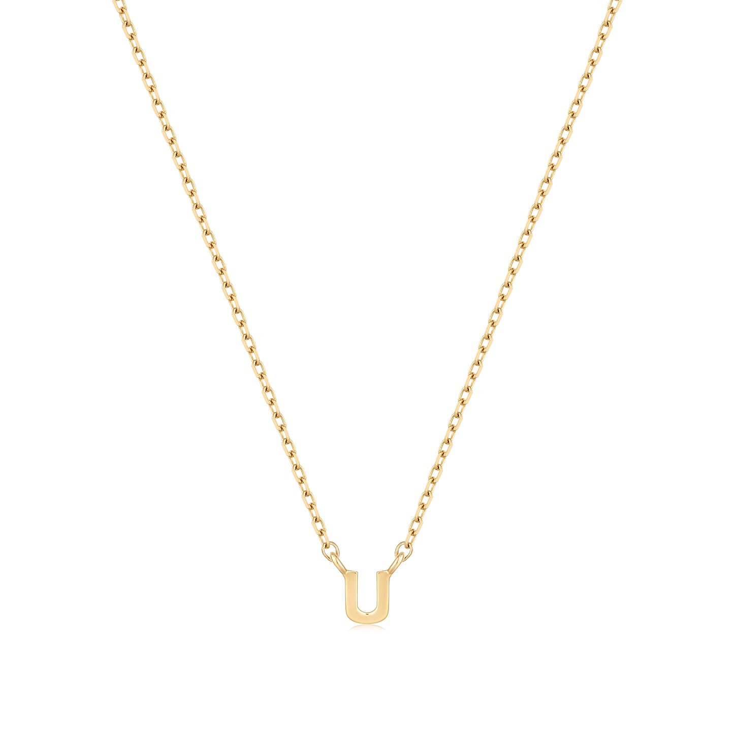 9K Solid Gold Initial Charm Necklace