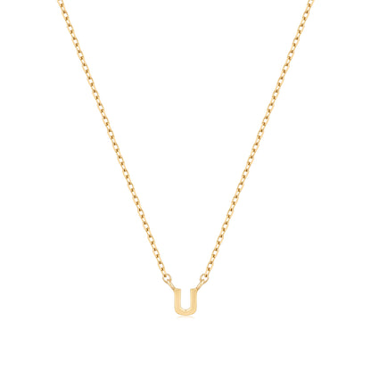 9K Solid Gold Initial Charm Necklace