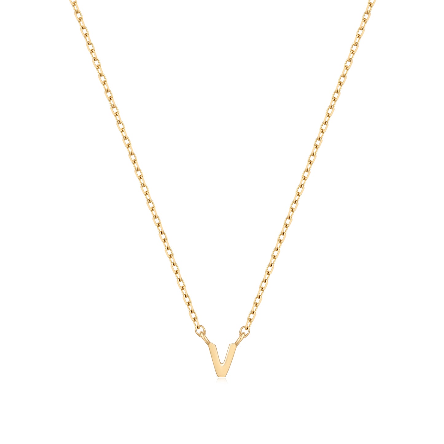 9K Solid Gold Initial Charm Necklace