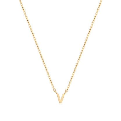 9K Solid Gold Initial Charm Necklace