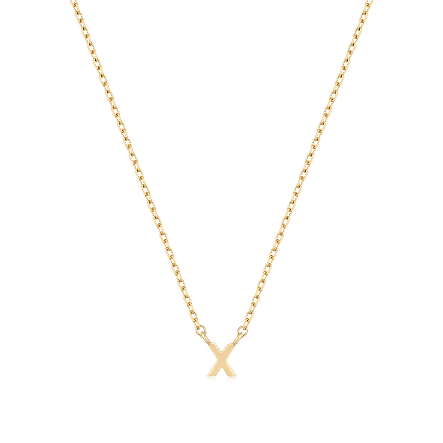 9K Solid Gold Initial Charm Necklace