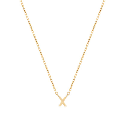 9K Solid Gold Initial Charm Necklace
