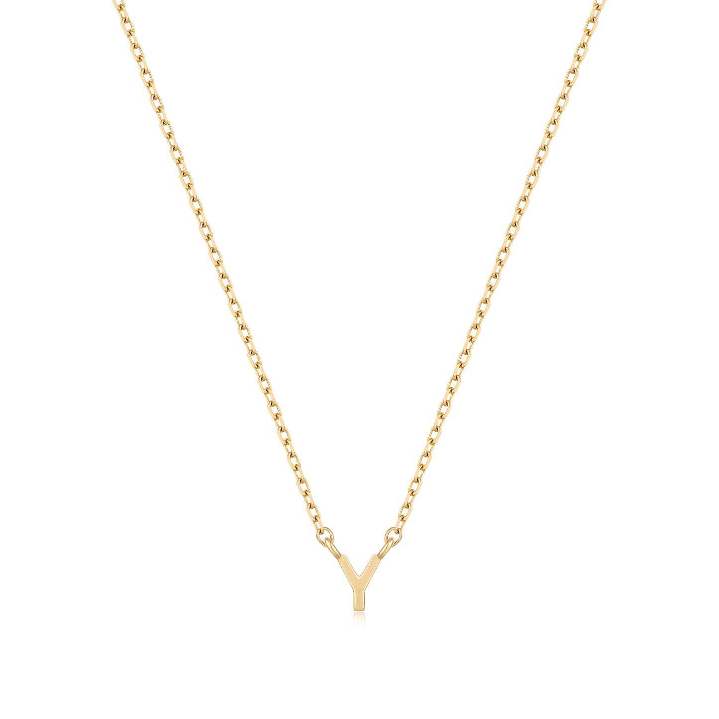 9K Solid Gold Initial Charm Necklace