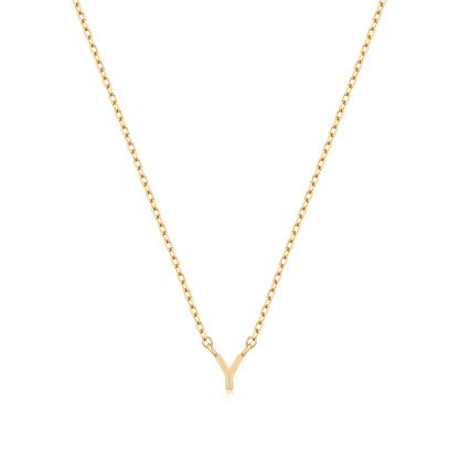 9K Solid Gold Initial Charm Necklace
