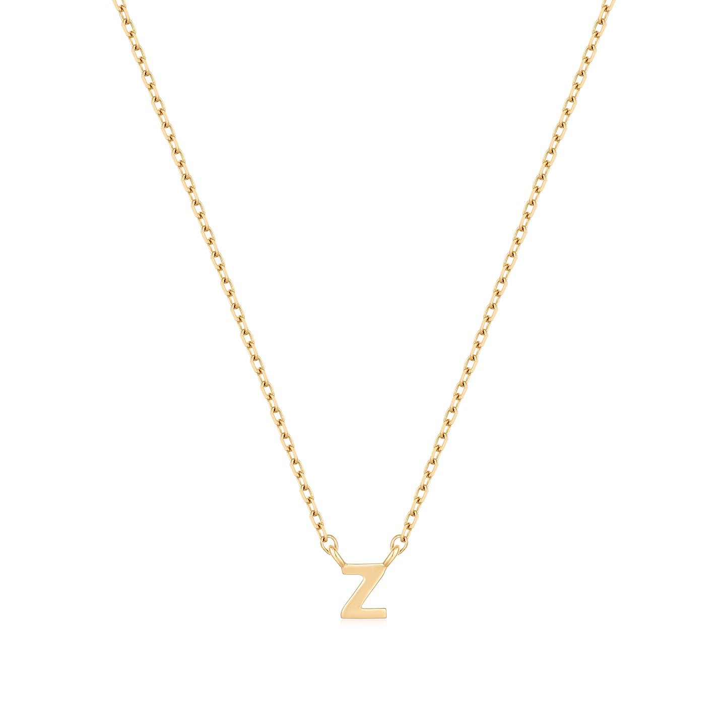 9K Solid Gold Initial Charm Necklace