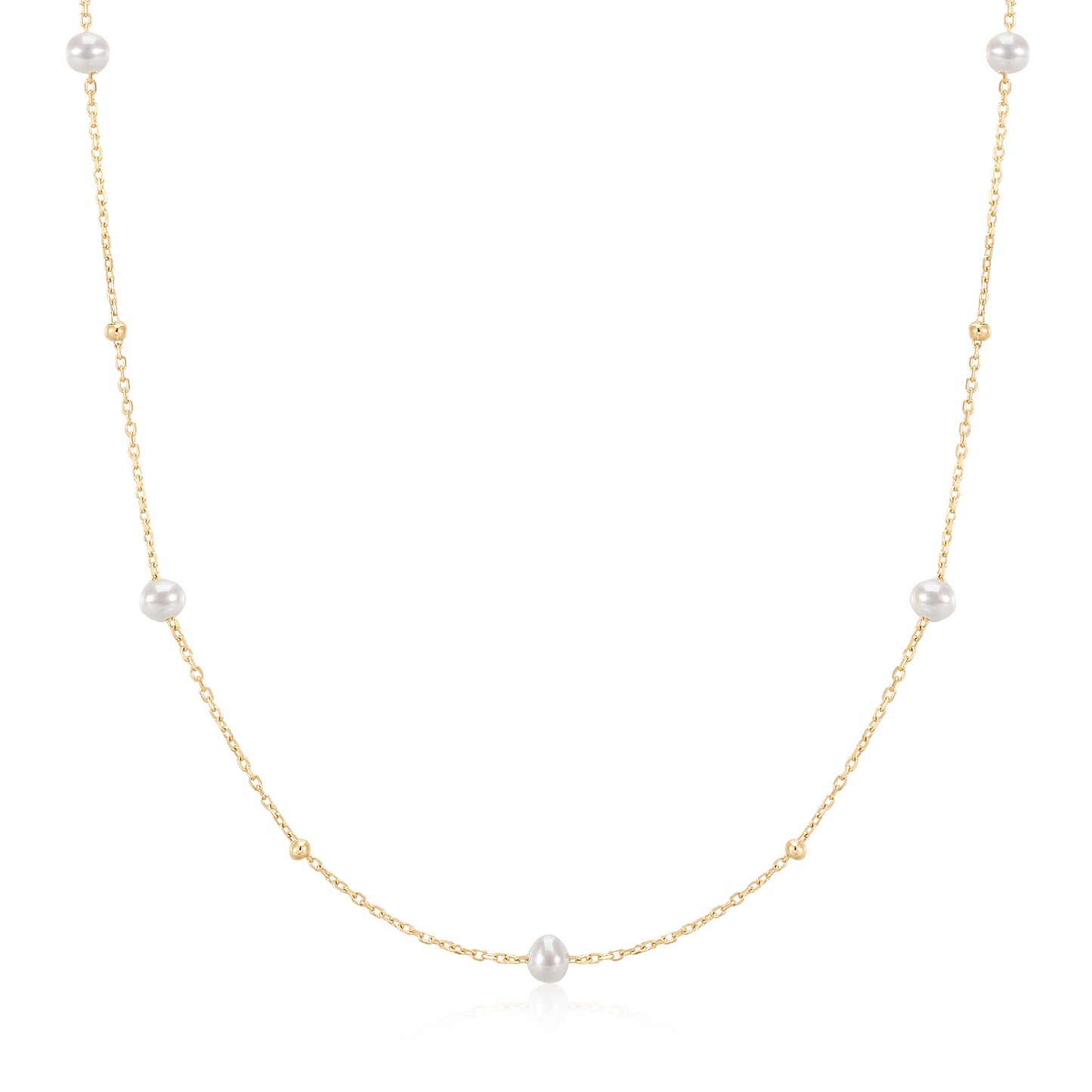 9k Solid Gold Starlit Pearl Necklace