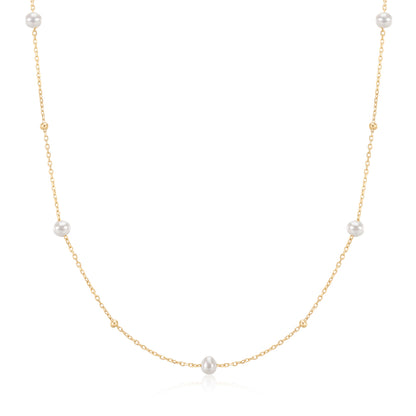 9k Solid Gold Starlit Pearl Necklace